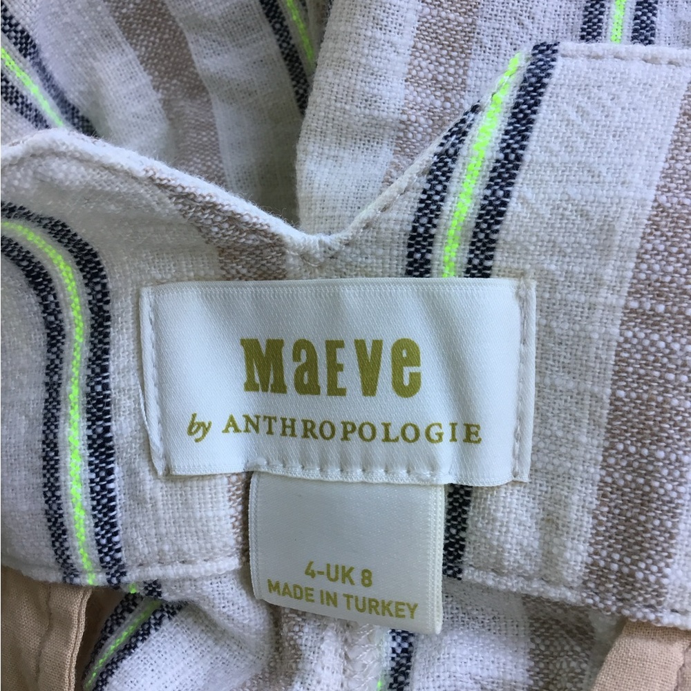 Maeve Sutton High‎ arise Cropped Striped Paper Bag Pants - Picture 7 of 8